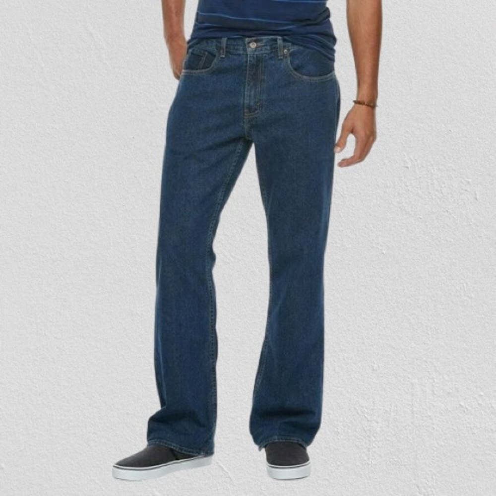 NWT Urban Pipeline Mens Jeans Relaxed Straight Denim Belt Y2K Skater, Sz 38x34